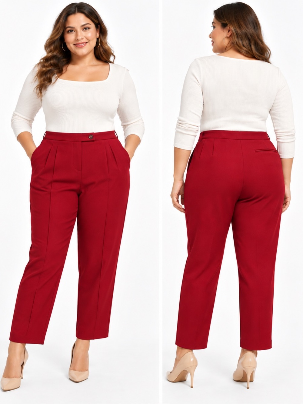 Harve Benard Sport vintage 100% wool tailoredStraight Leg Trouser Rich Red 10